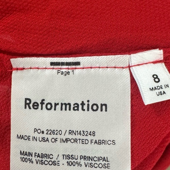 - Reformation Ruffle Trim Red Midi Dress - Picture 6 of 9